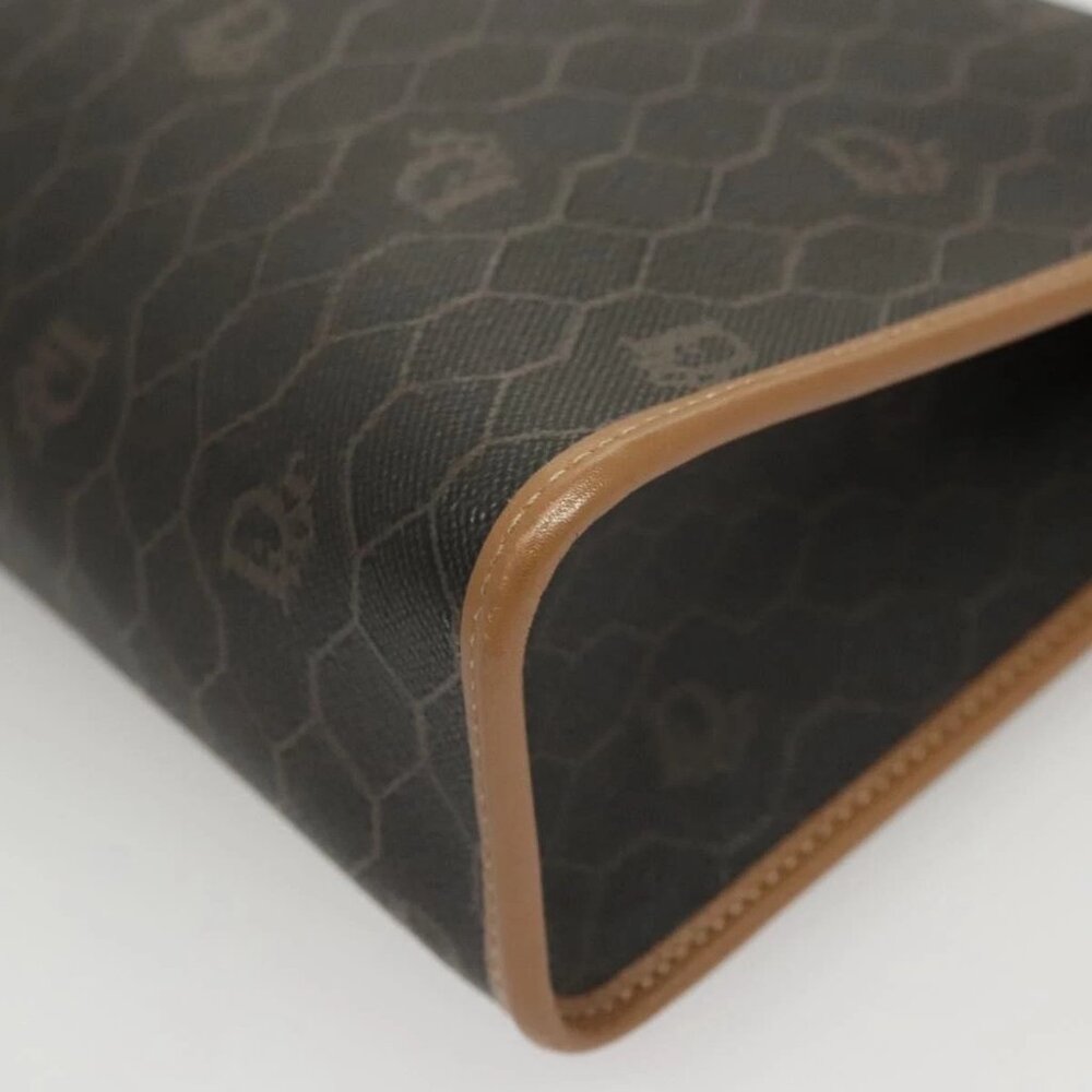 Christian Dior Honeycomb Canvas Clutch Bag PVC Black Auth BA2650 - Picture 4 of 16